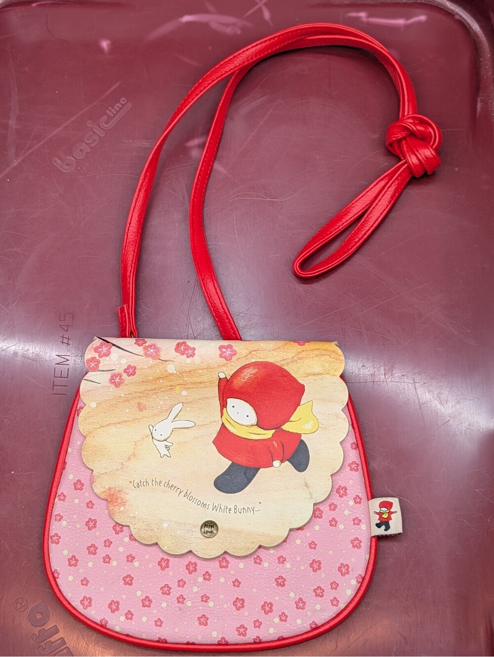 SANTORO London Poppi Loves Catch Cherry Blossoms White Bunny Crossbody Purse Bag